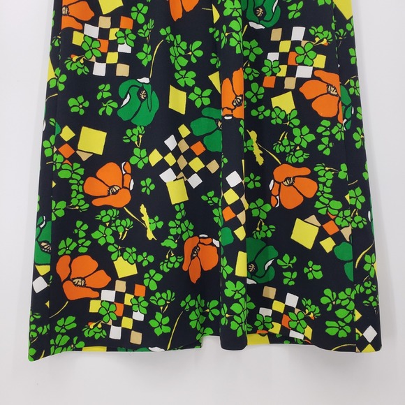 Vintage 70s Puritan Forever Young Mod Floral Geometric Sleeveless Maxi Dress M - Picture 9 of 9